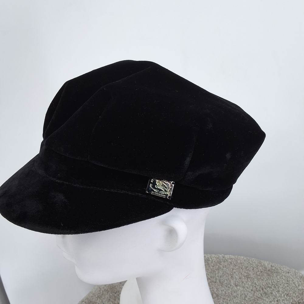 Burberry Black Velvet Newsboy Cap Medium - Picture 3 of 6